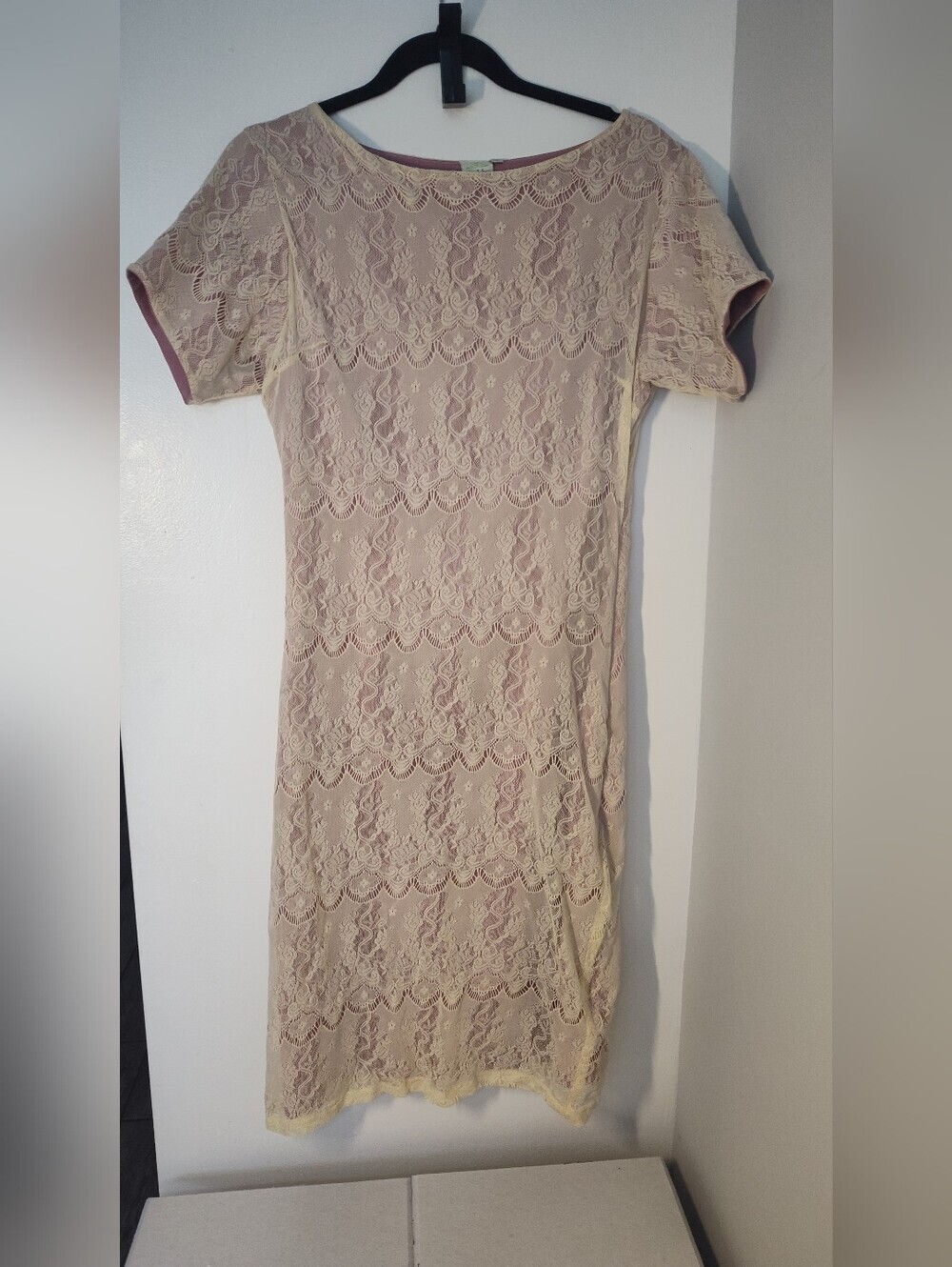 Shabby Apple Blush Lace Sheath Dress #501